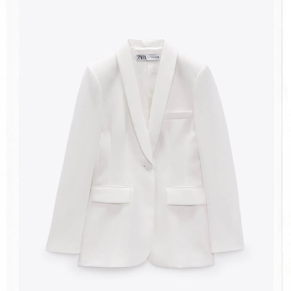 Zara White Shawl Collar Blazer